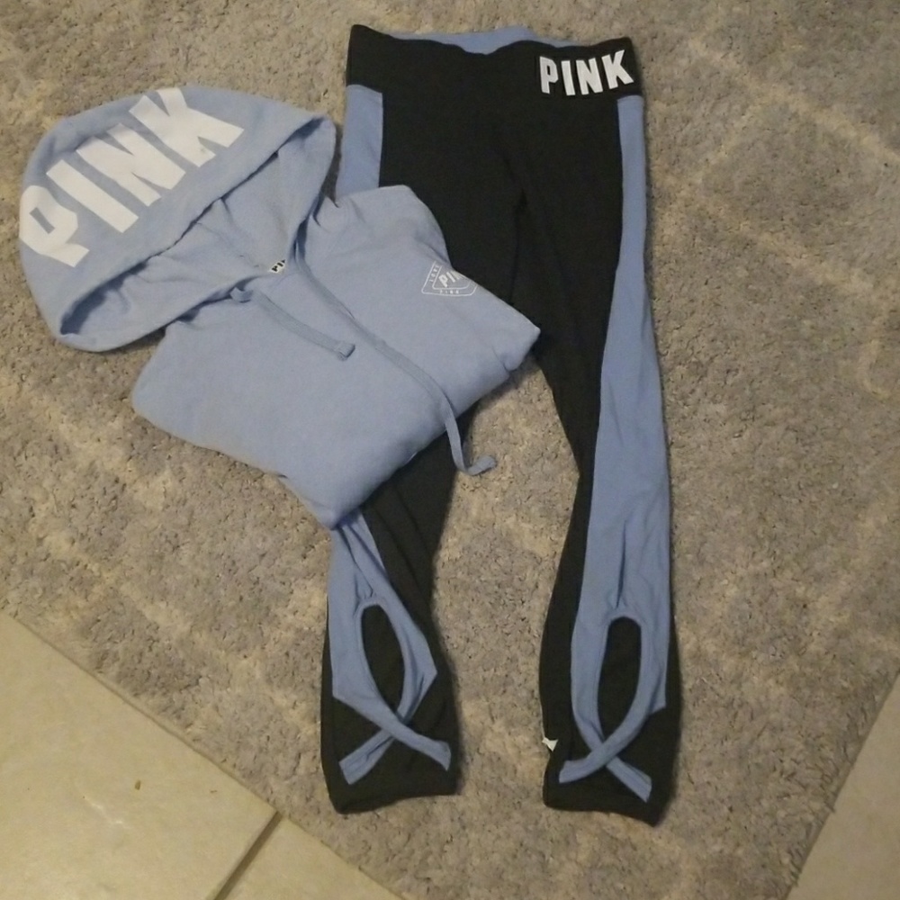 Crop top hoodie, yoga capri leggings